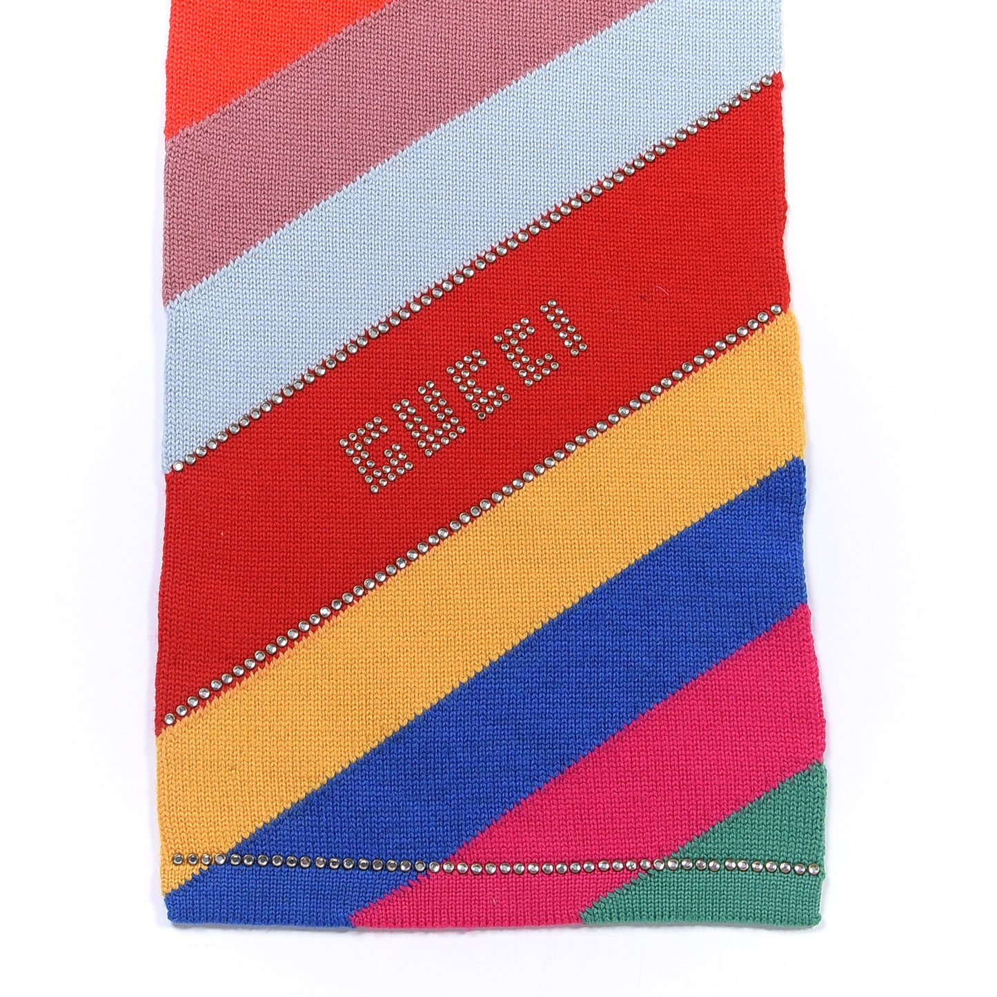 Wool Crystal Logo Stripe Multihimalong Scarf Multicolor