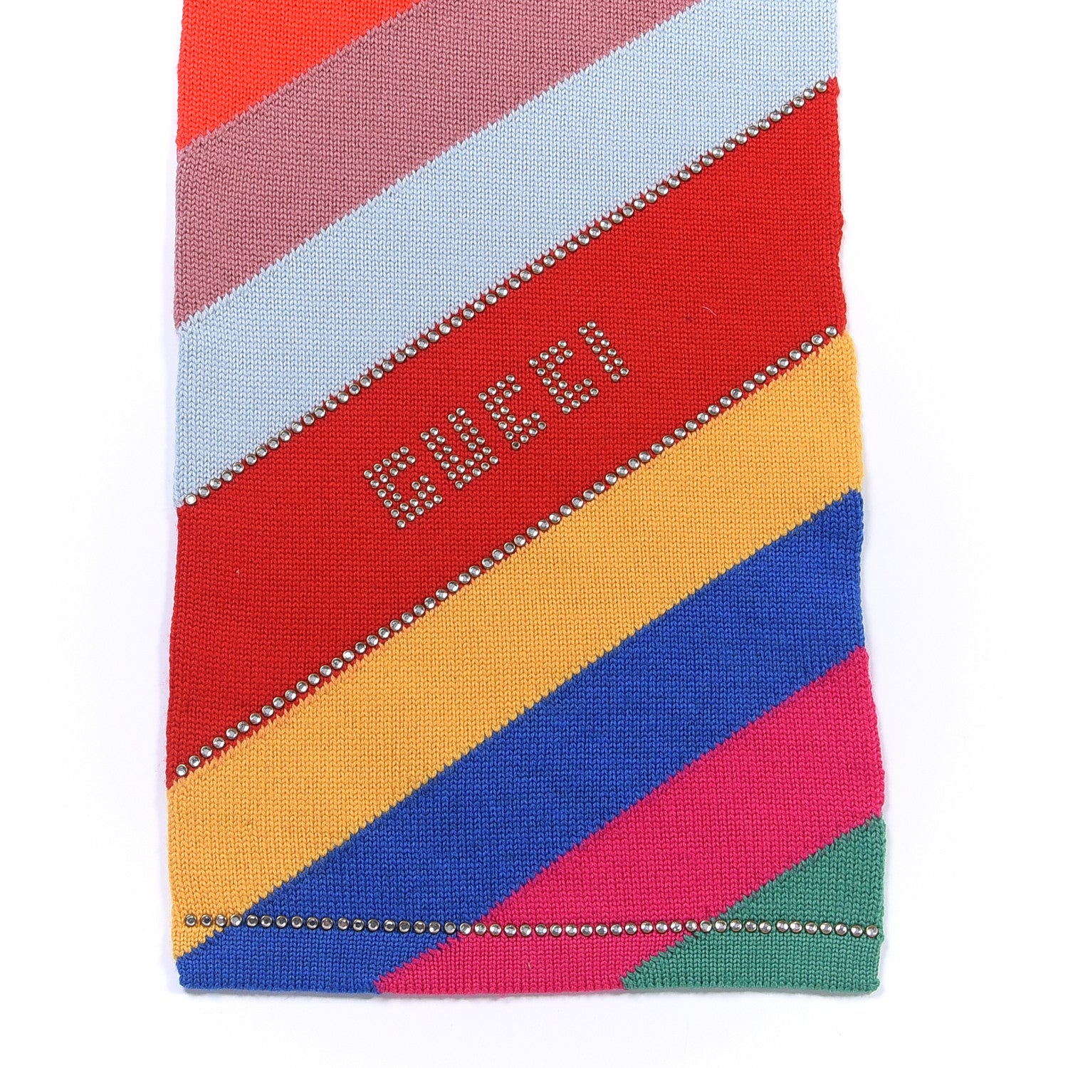 Gucci Wool Crystal Logo Stripe Multihimalong Scarf Multicolor 3 of 4