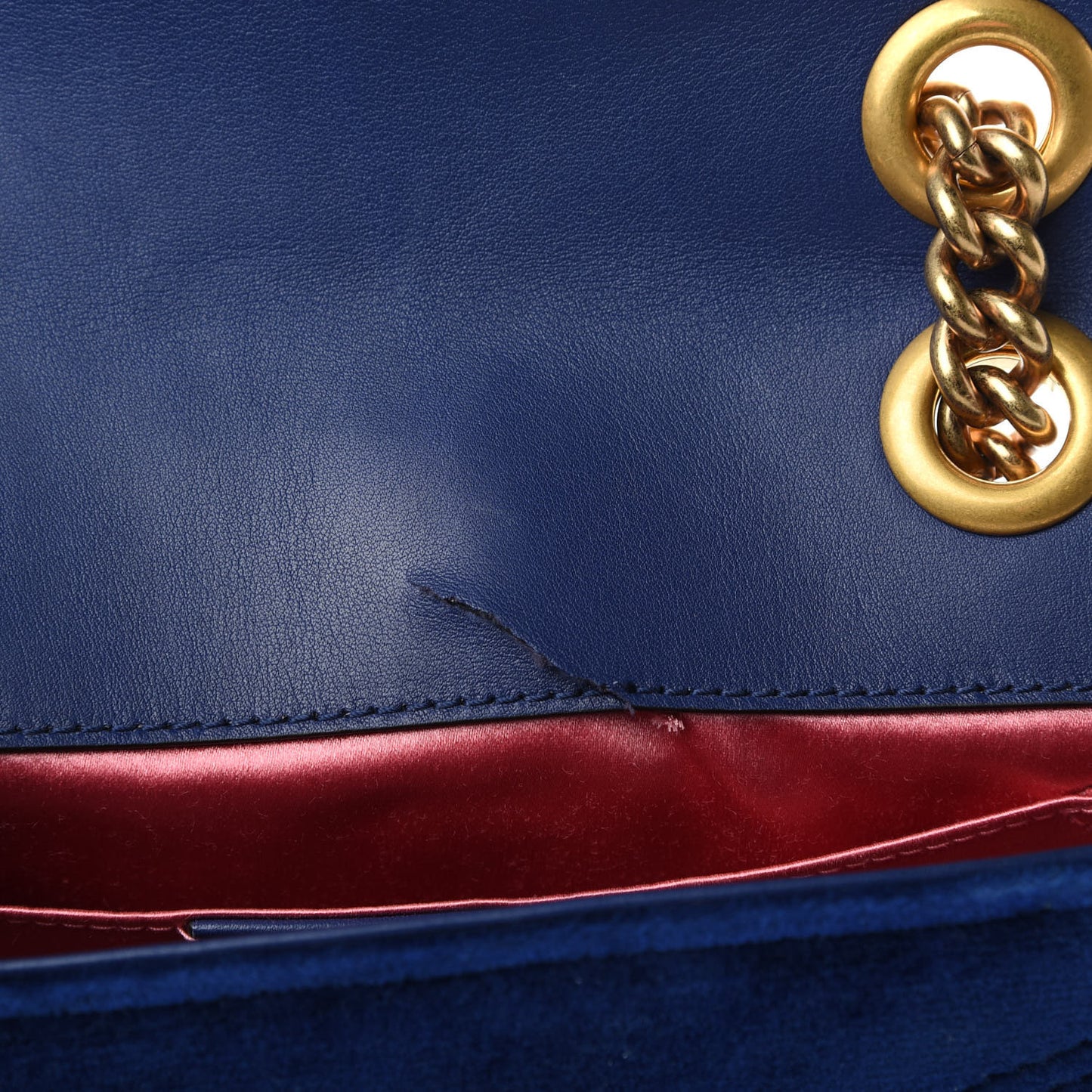 Velvet Matelasse Embroidered Mini GG Marmont Shoulder Bag Cobalt Blue