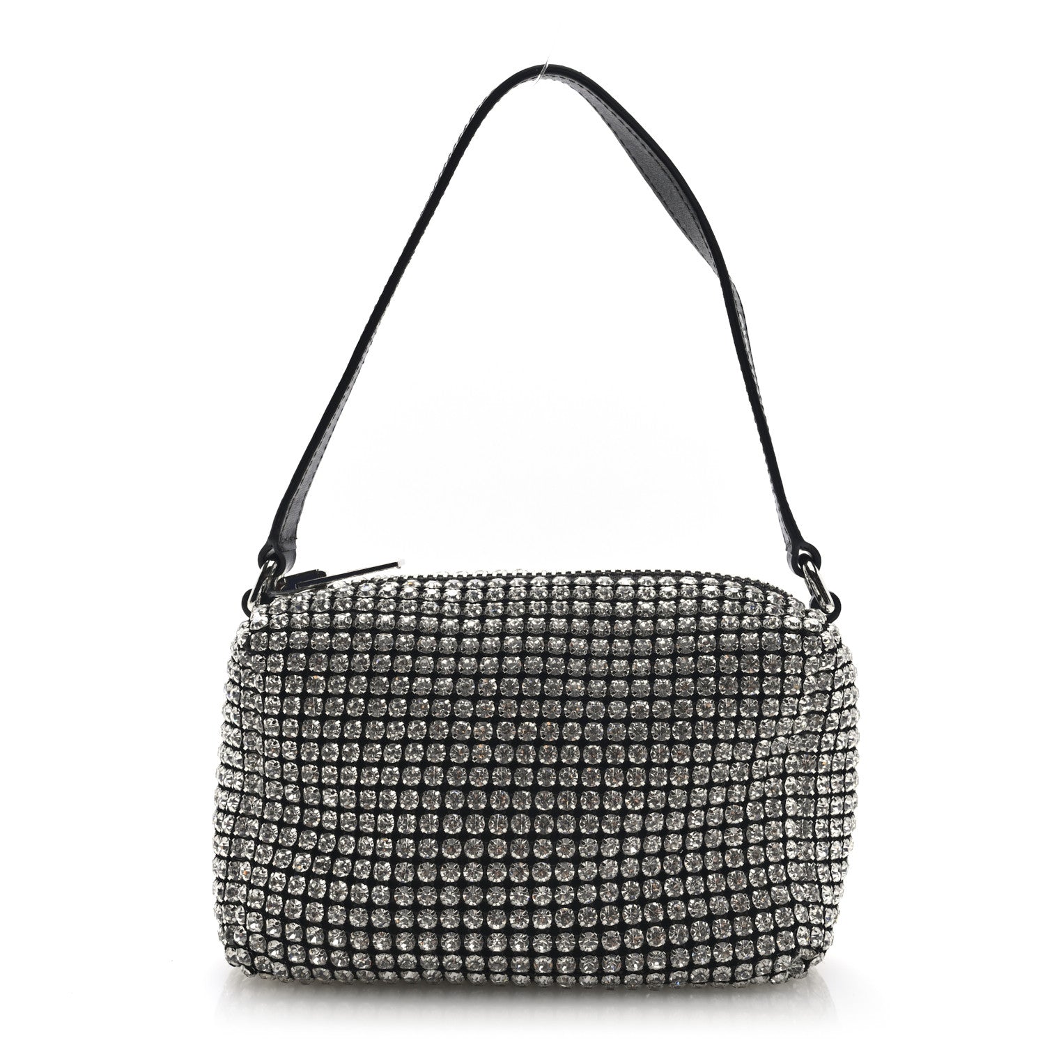 Alexander Wang Mesh Crystal Rhinestone Medium Heiress Pouch Black Silver 1 of 9
