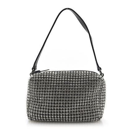 Alexander Wang Mesh Crystal Rhinestone Medium Heiress Pouch Black Silver 1 of 9