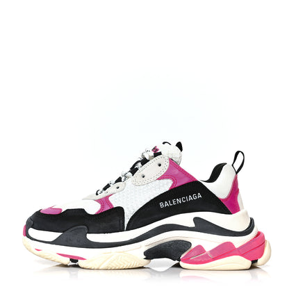 Balenciaga Fabric Mesh Womens Triple S Sneakers 39 Fluo Pink Grey White 1 of 7