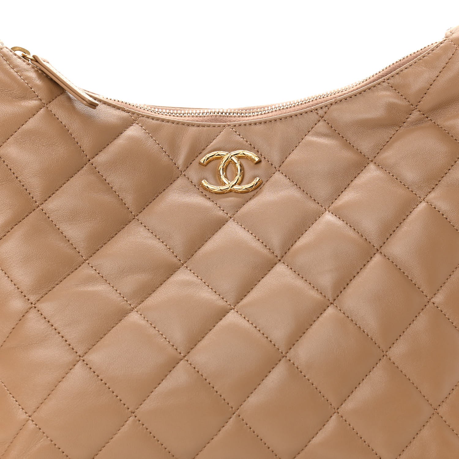Chanel Lambskin Quilted Hobo Beige 8 of 11