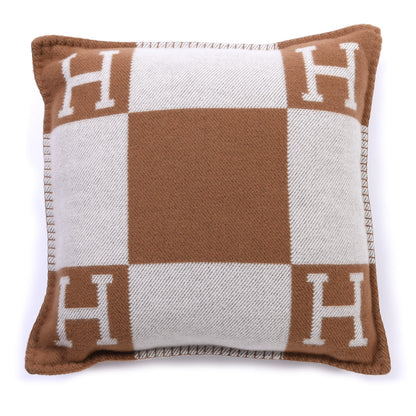 Hermes Wool Cashmere Avalon Pillow PM Ecru Camel 1 of 3
