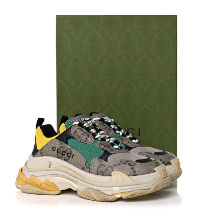 Balenciaga X GUCCI Maxi GG Supreme Monogram Womens Triple S Sneakers 39 Beige Ebony Black Green 12 of 12