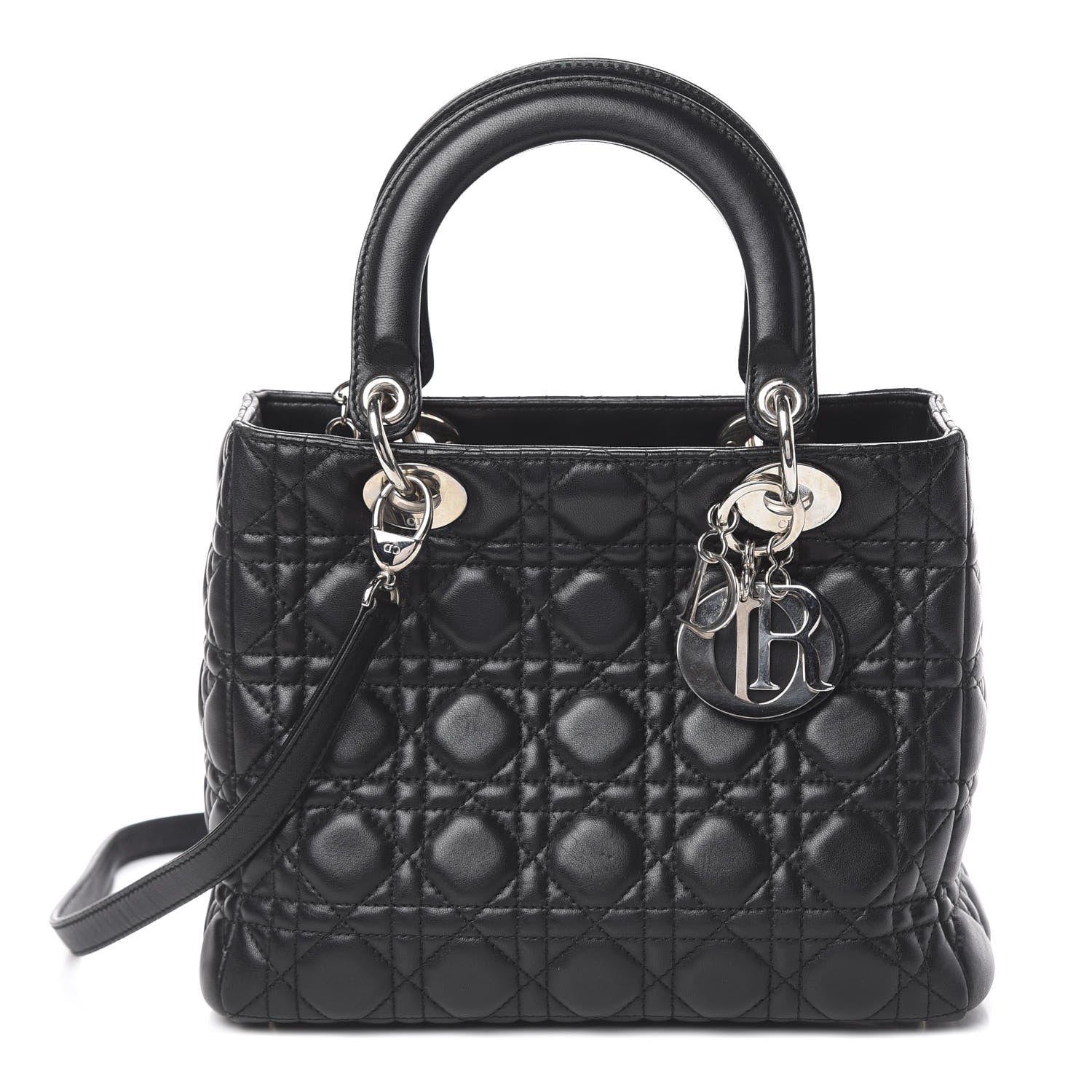 Christian Dior Lambskin Cannage Medium Lady Dior Black 1 of 9
