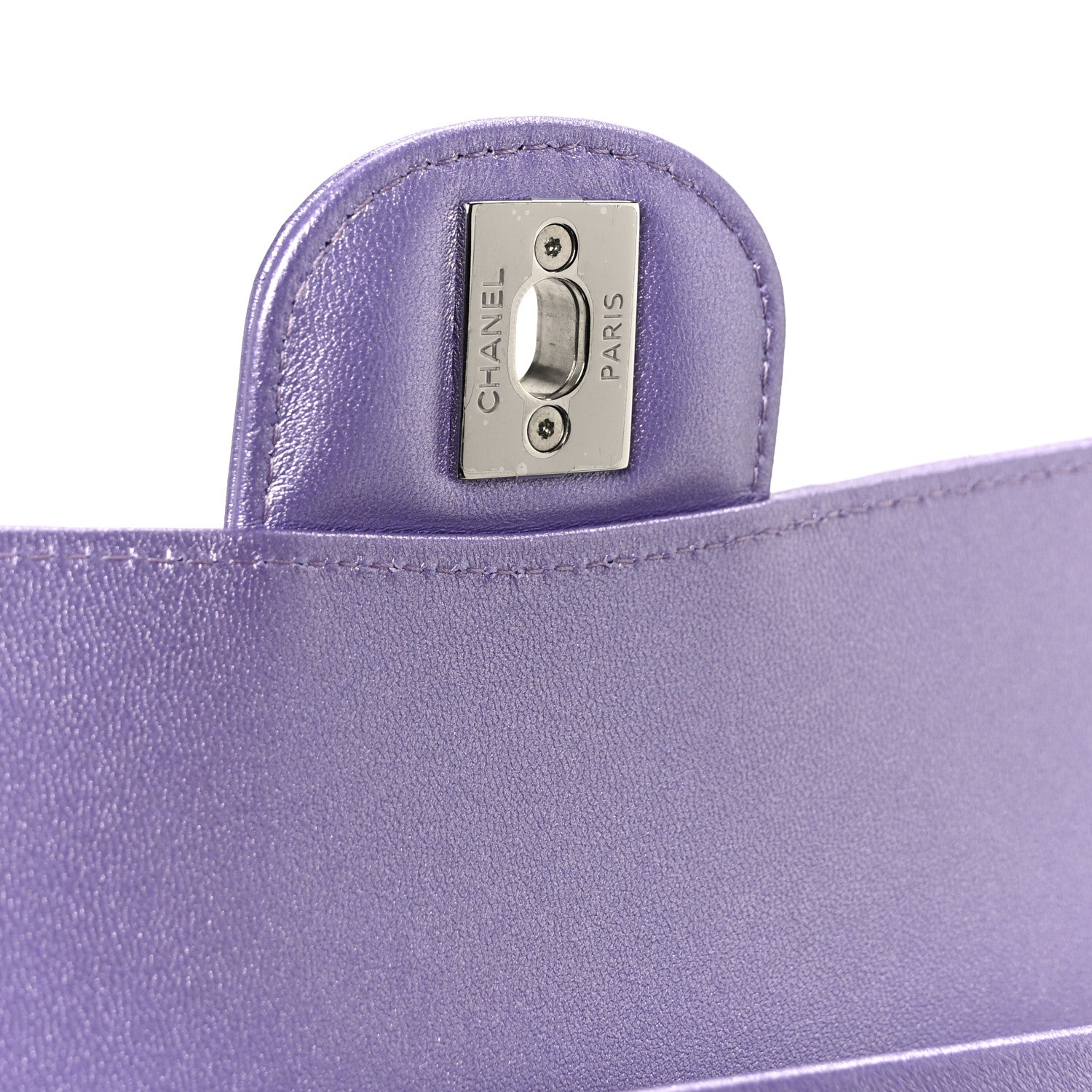 Chanel Metallic Lambskin Quilted Medium Double Flap Purple 6 of 11