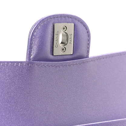 Chanel Metallic Lambskin Quilted Medium Double Flap Purple 6 of 11