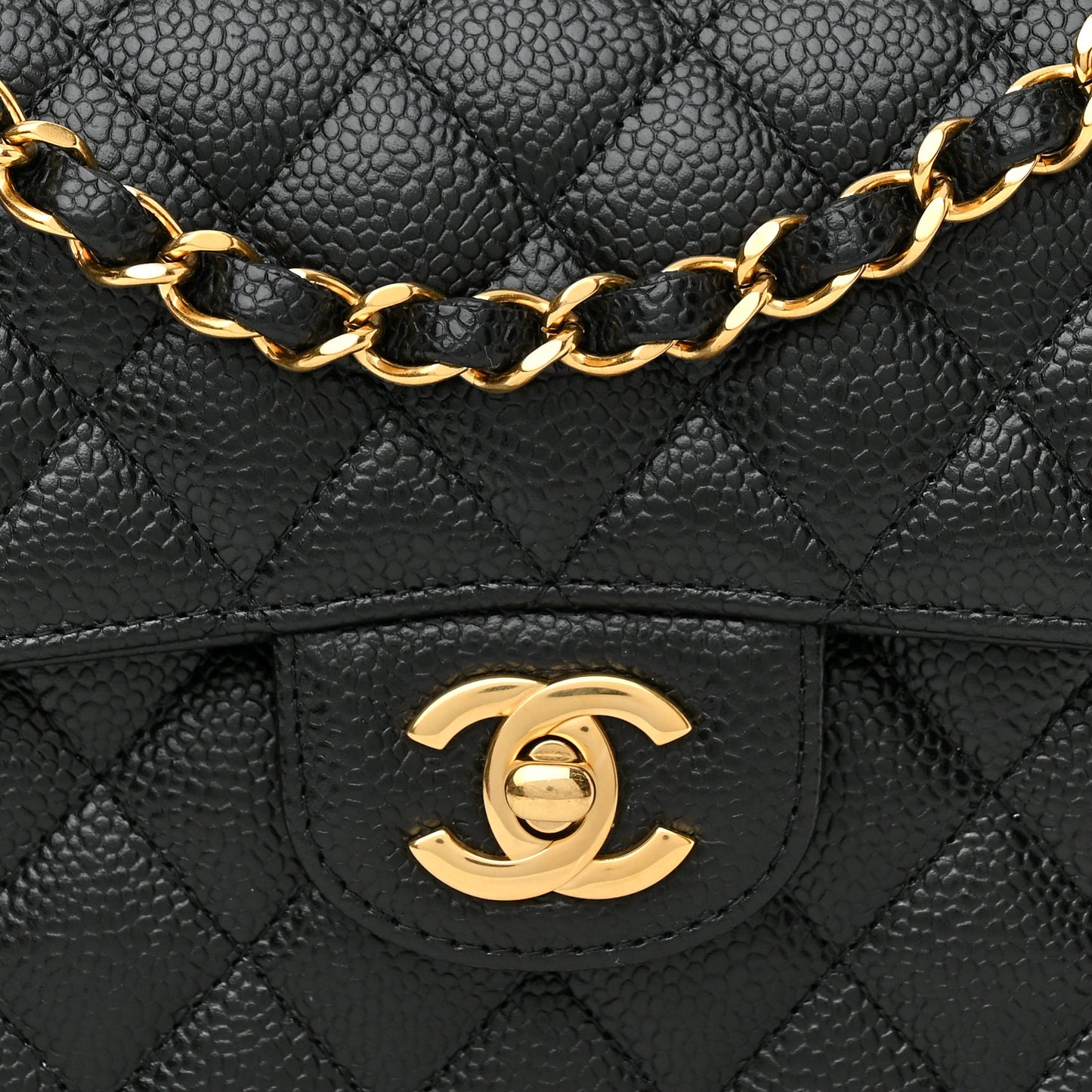 Caviar Quilted Small Double Flap Black