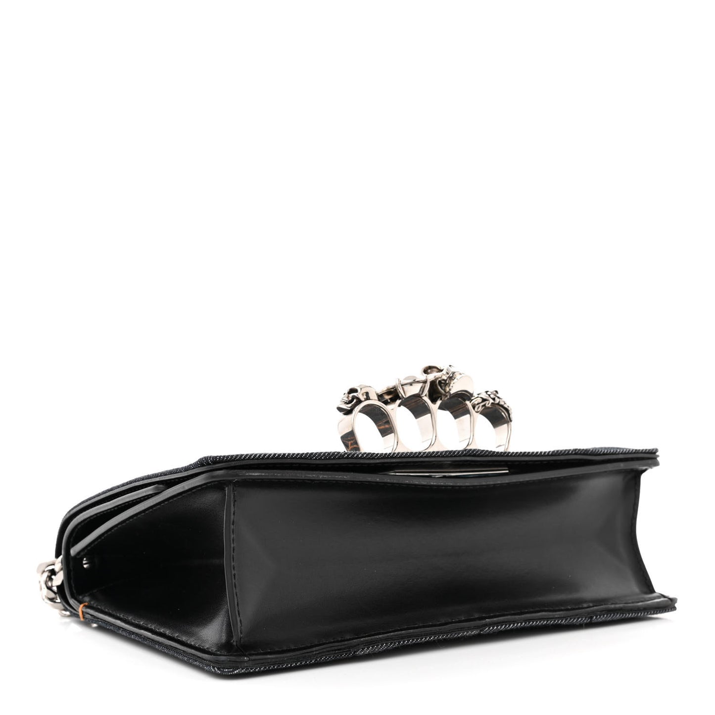 ALEXANDER MCQUEEN Denim Calfskin Small Slash Bag Blue Black