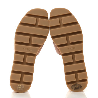 Hermes Calfskin Cork Eze 30 Sandals 36 Marron Glaise 5 of 9