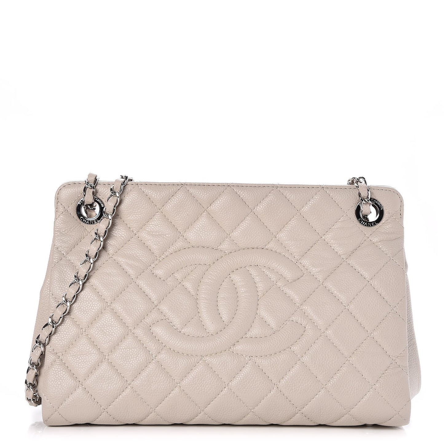 Caviar Timeless CC Shopping Tote Beige Clair