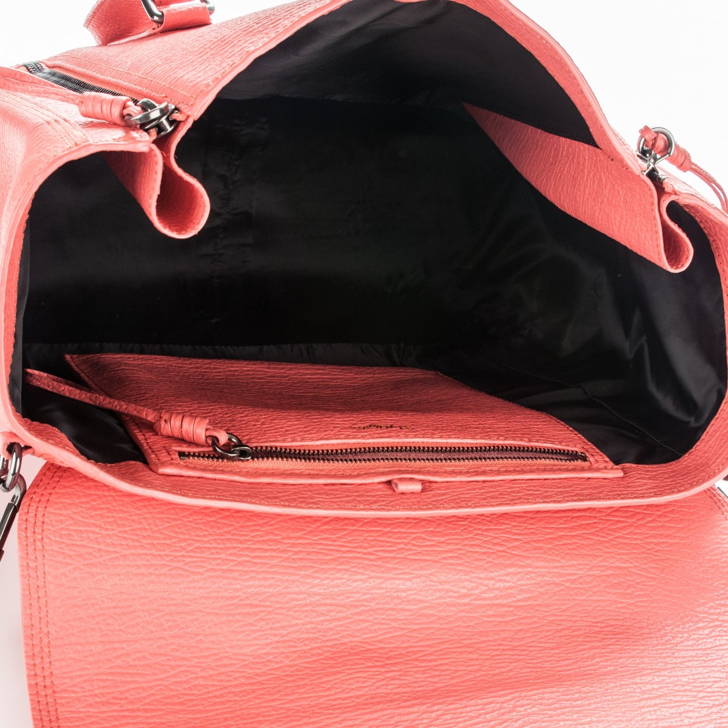 3.1 Textured Calfskin Large Pashli Satchel Coral
