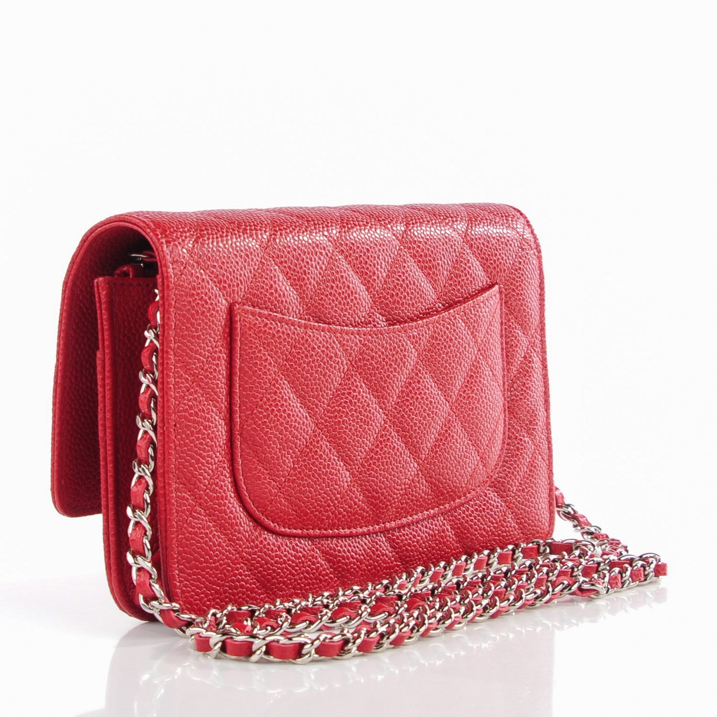 Caviar Quilted Wallet on Chain WOC Red