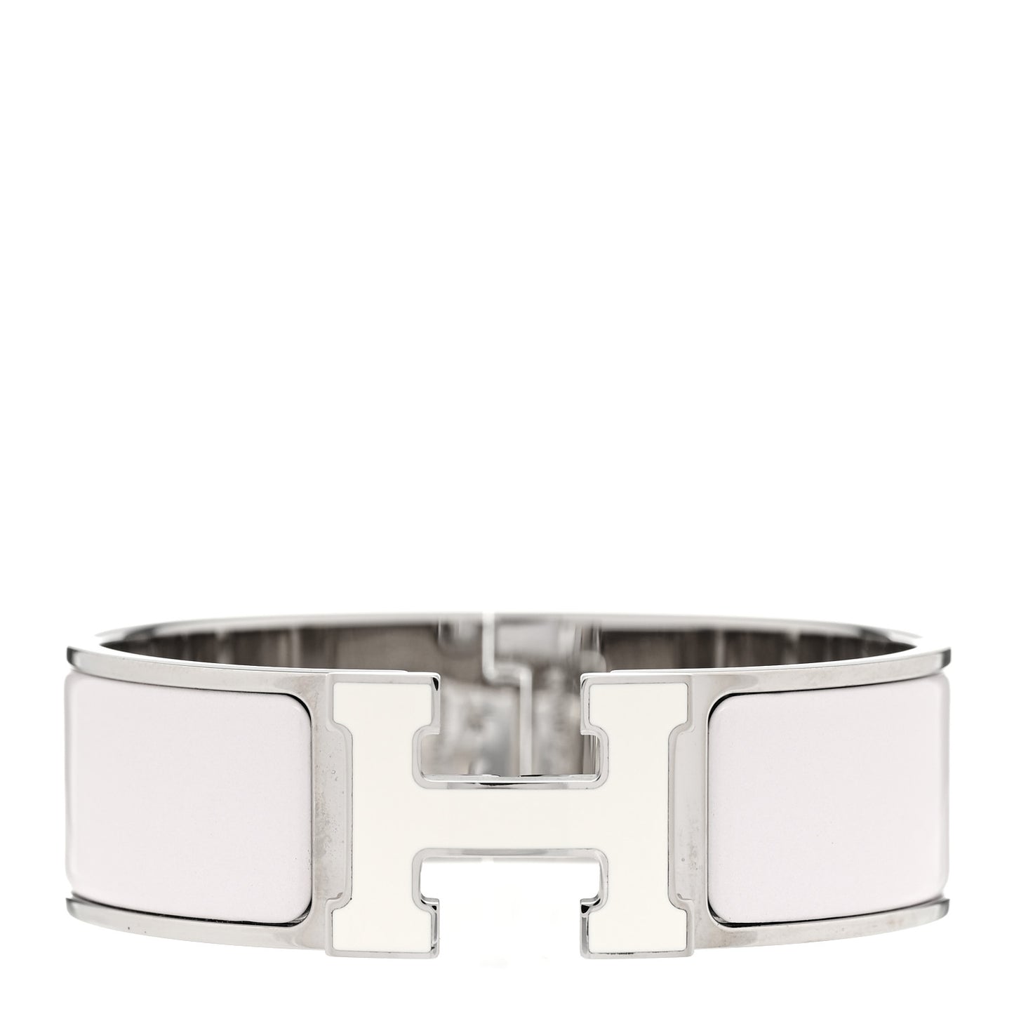 Enamel Wide Clic Clac H Bracelet GM Rose Nymph White