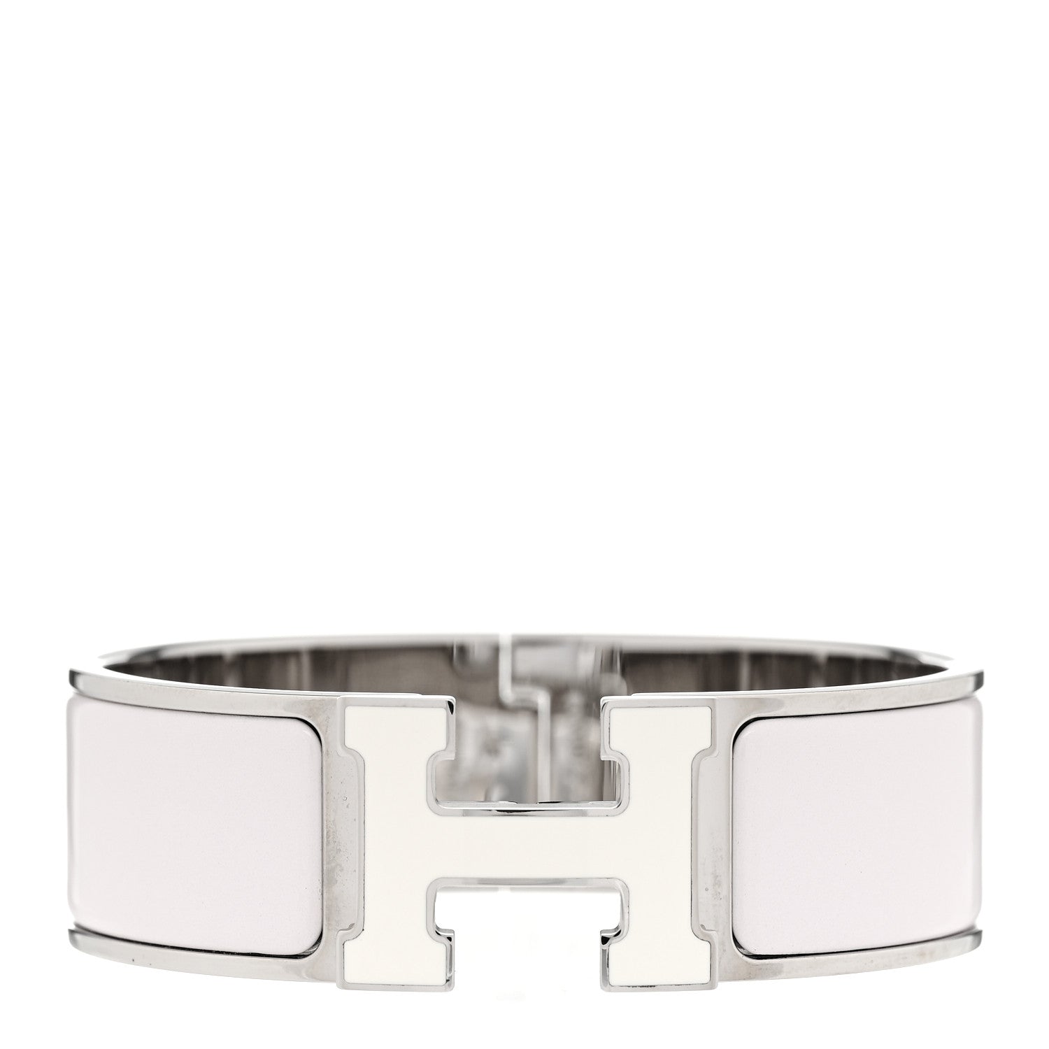 Hermes Enamel Wide Clic Clac H Bracelet GM Rose Nymph White 1 of 4