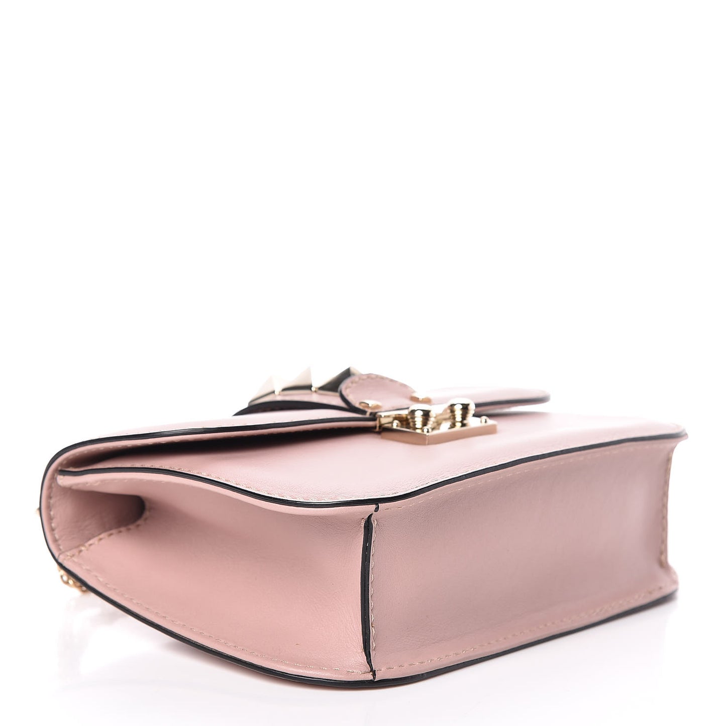 Vitello Small Glam Lock Rockstud Flap Poudre
