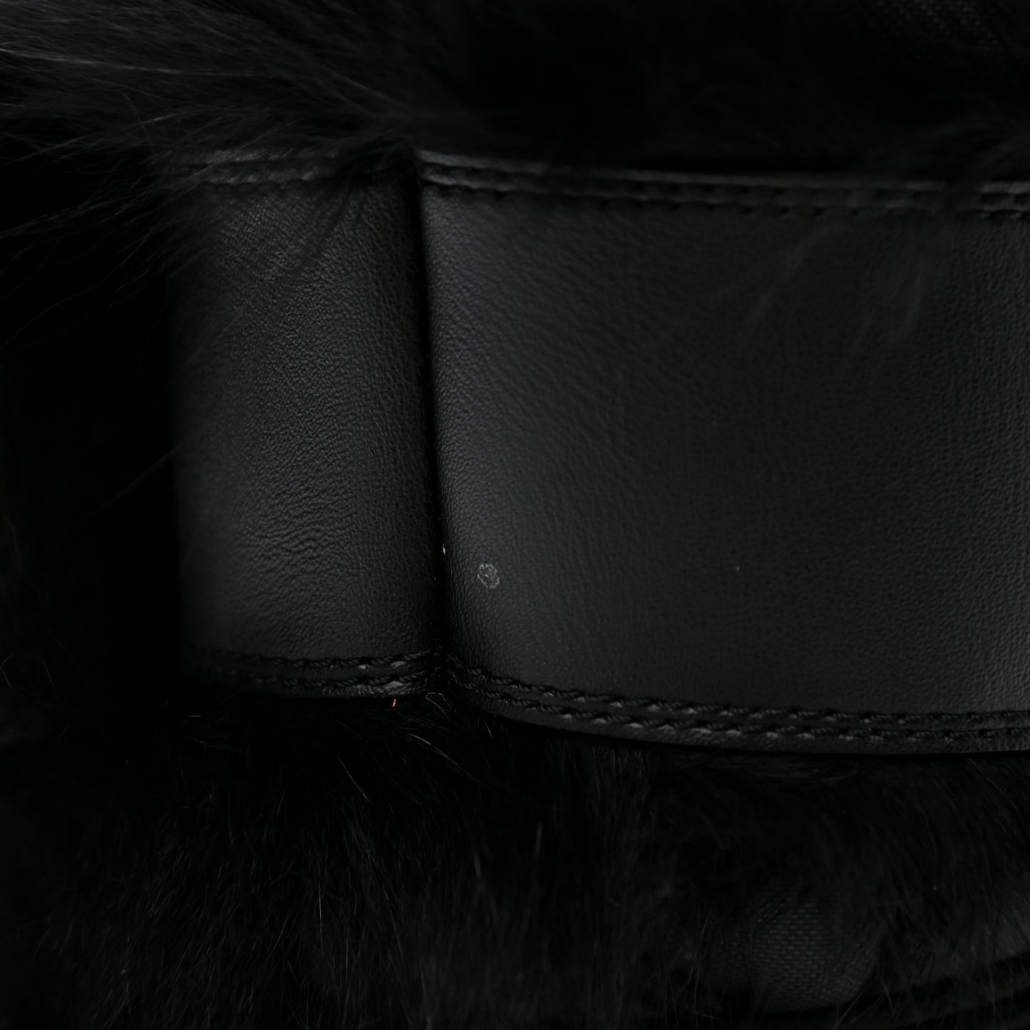 Canvas Calfskin Fur Womens Moon Boots 35-37 Black