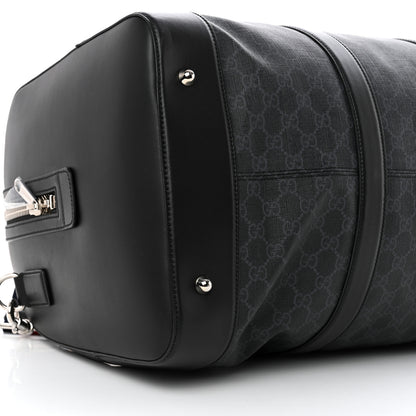 Gucci Soft GG Supreme Monogram Appia Calfskin Web Large Carry On Duffle Bag Black Grey 9 of 14