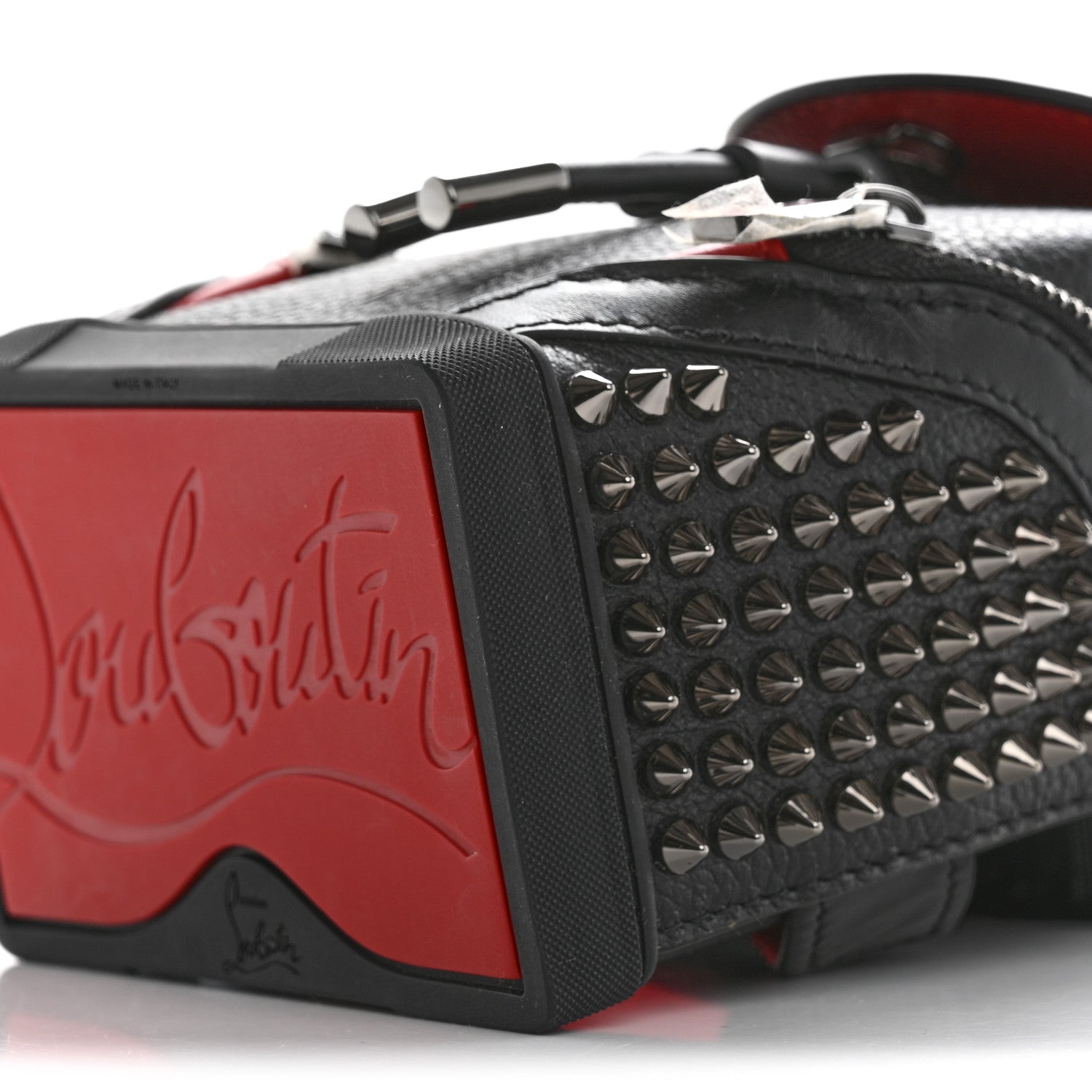 Christian Louboutin Calfskin Spiked Mini Explorafunk Keyring Bag Black 10 of 11