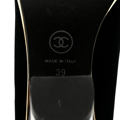 Chanel Velvet Satin Cap Toe Pearl Pumps 39 Black 8 of 9
