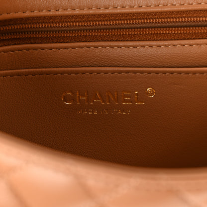 Chanel Lambskin Quilted Mini Top Handle Rectangular Flap Light Brown 6 of 11