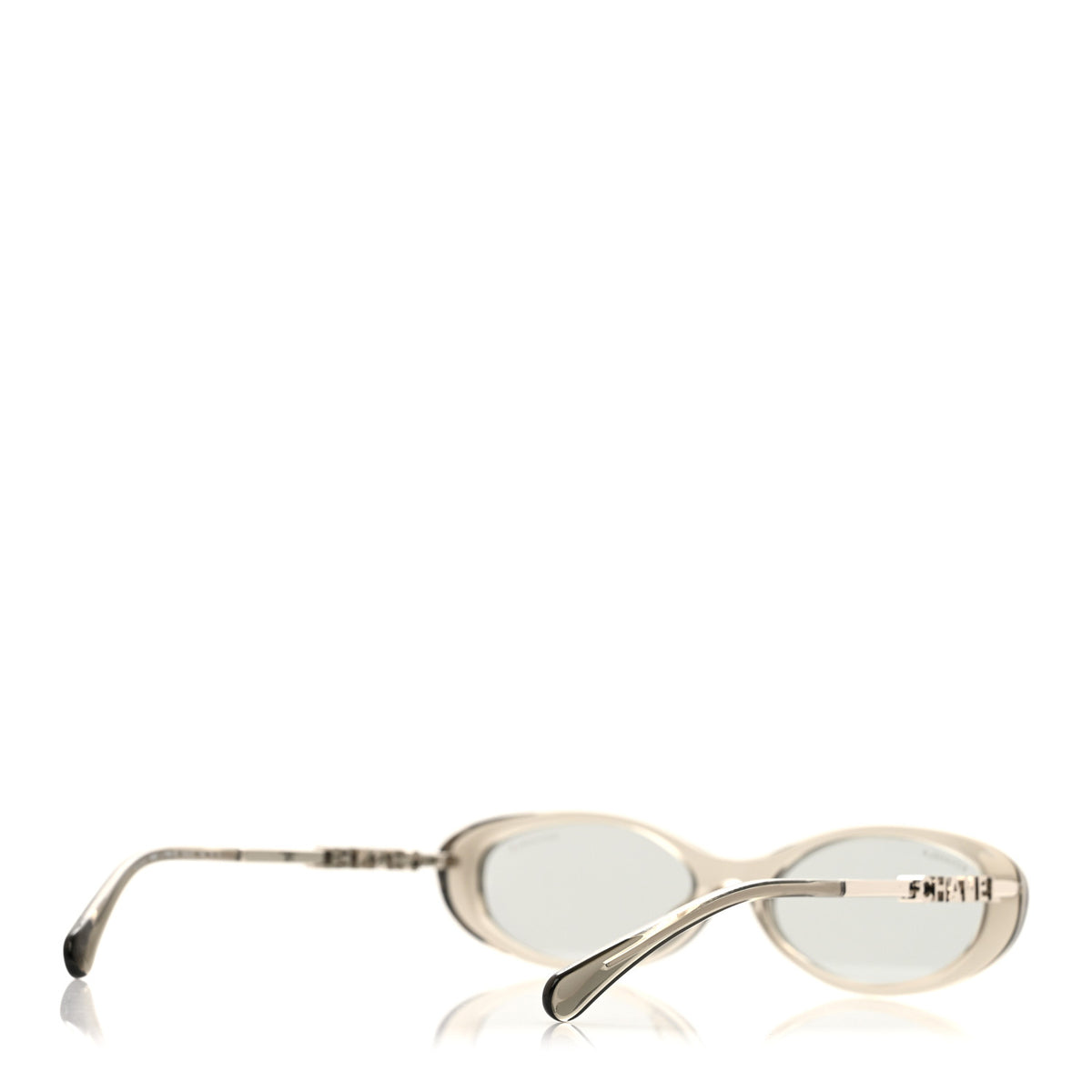 Acetate Metal Logo Oval Sunglasses 5565 Light Grey