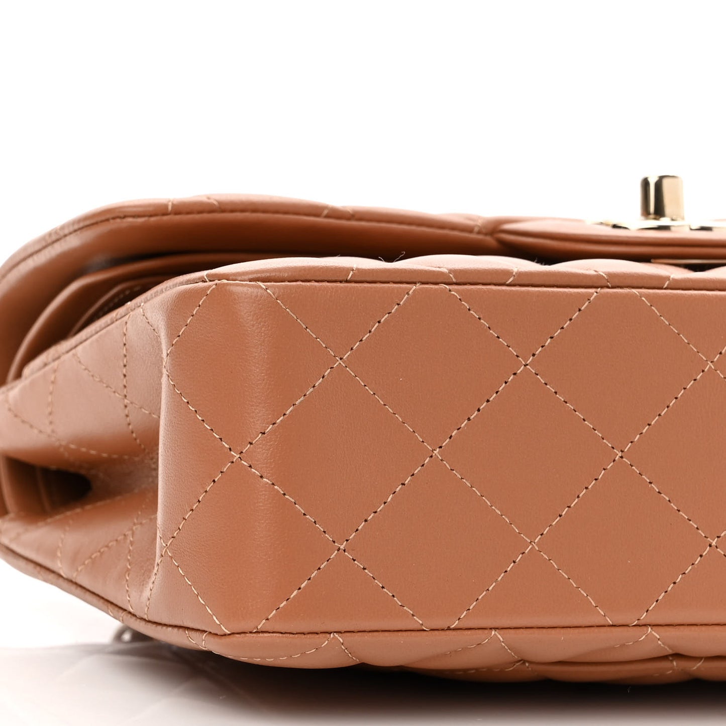 Lambskin Quilted Small Double Flap Brown