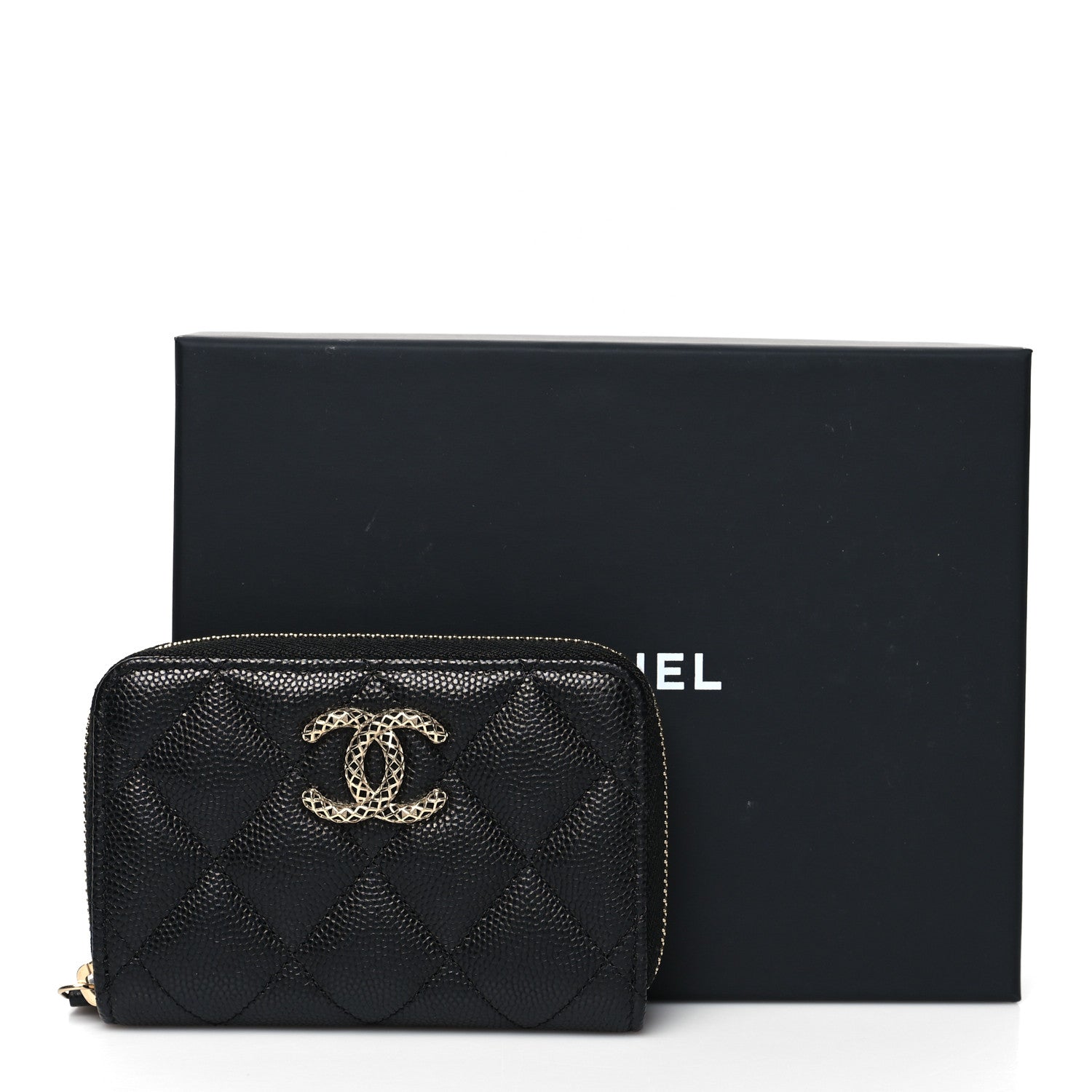 Chanel Caviar Quilted Perforated CC Zip Coin Purse Black 9 of 9