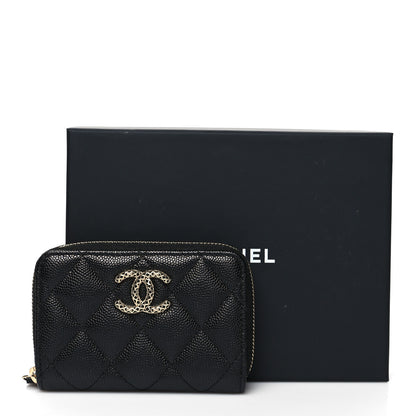 Chanel Caviar Quilted Perforated CC Zip Coin Purse Black 9 of 9