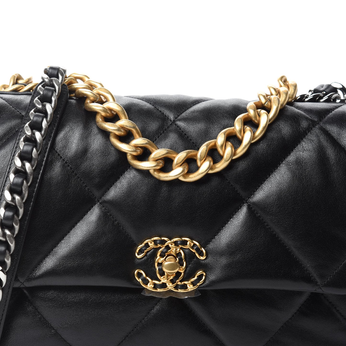Lambskin Quilted Large Chanel 19 Flap Black