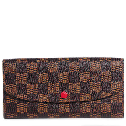 Louis Vuitton Damier Ebene Emilie Wallet Red 1 of 8
