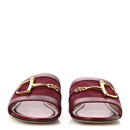 Gucci Calfskin Monogram Horsebit Womens Slide Sandals 38.5 Rosso Ancora 3 of 10