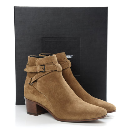 Saint Laurent Suede Womens Blake Ankle Boots 38.5 New Sigaro 10 of 10