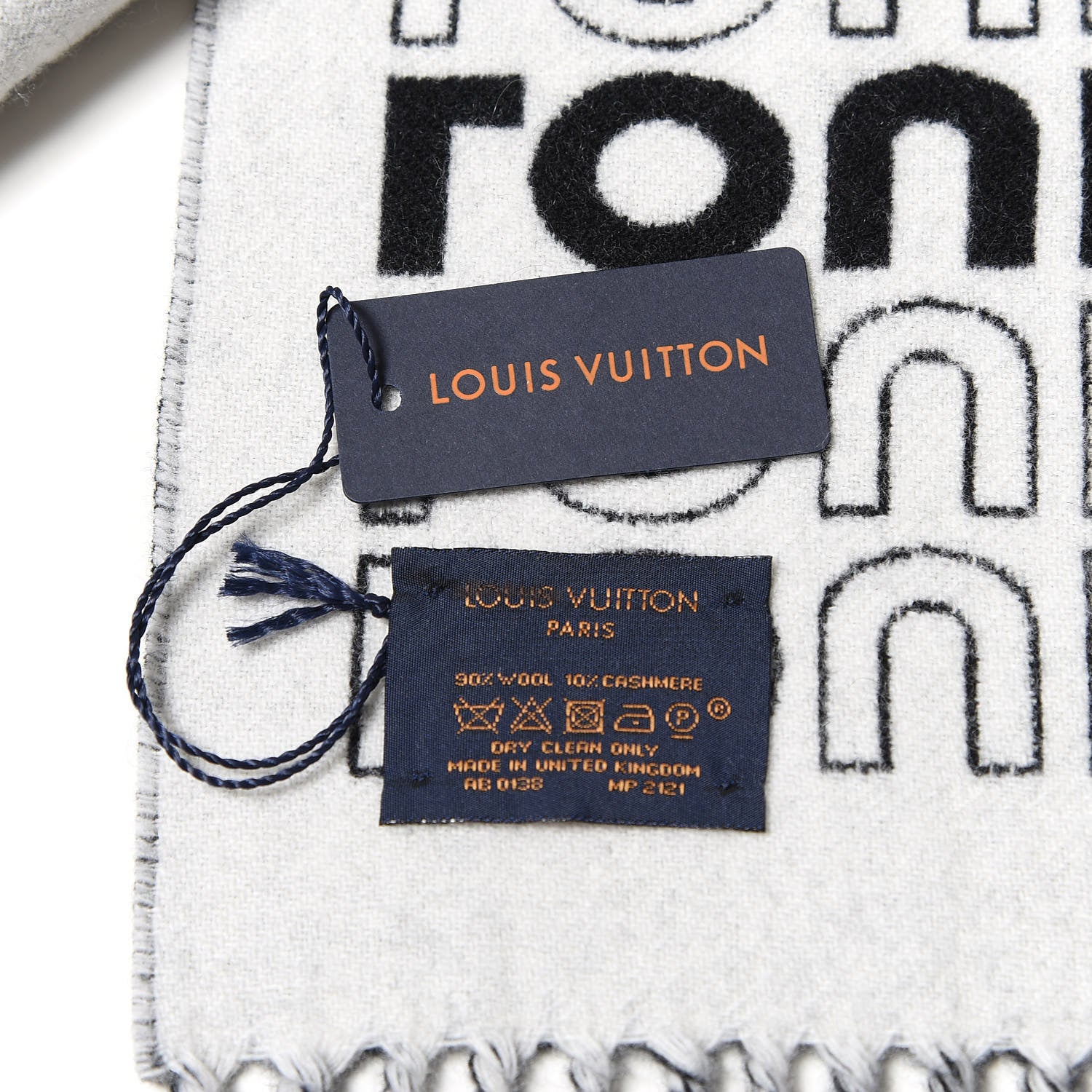 Louis Vuitton Wool Cashmere Scarf Black 6 of 6