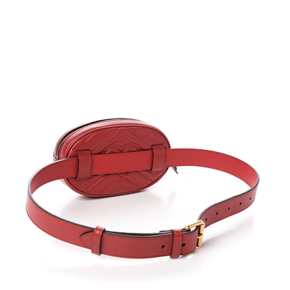 Gucci Calfskin Matelasse GG Marmont Belt Bag 85 34 Hibiscus Red 2 of 9