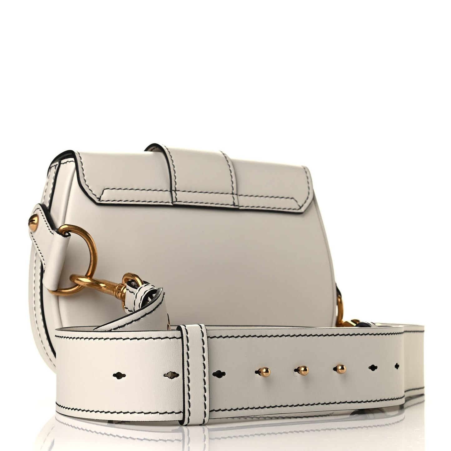 Calfskin Mini D Fence Saddle Bag White