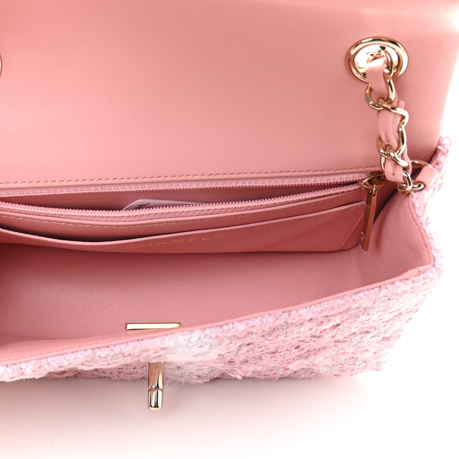 Chanel Tweed Quilted Mini Rectangular Flap Light Pink White 7 of 9