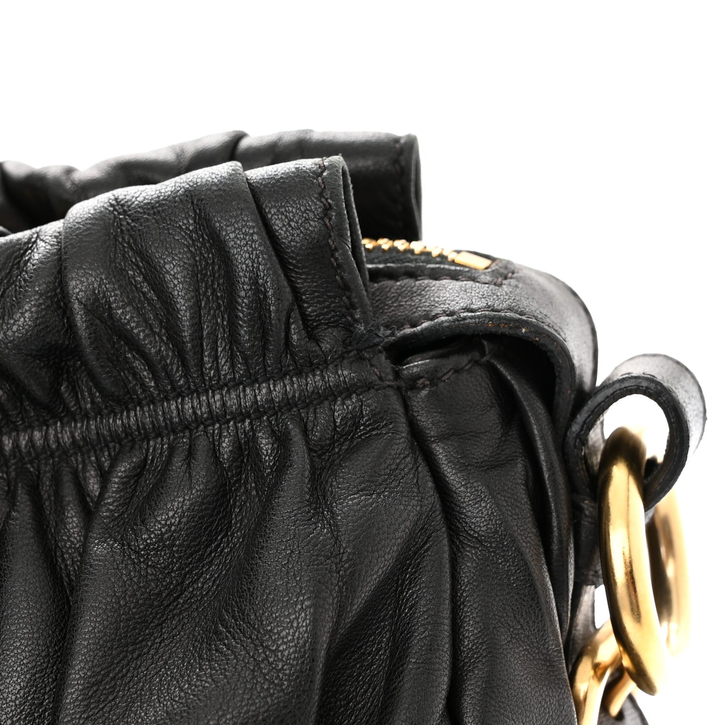 Nappa Gaufre Buckle Shoulder Bag Black