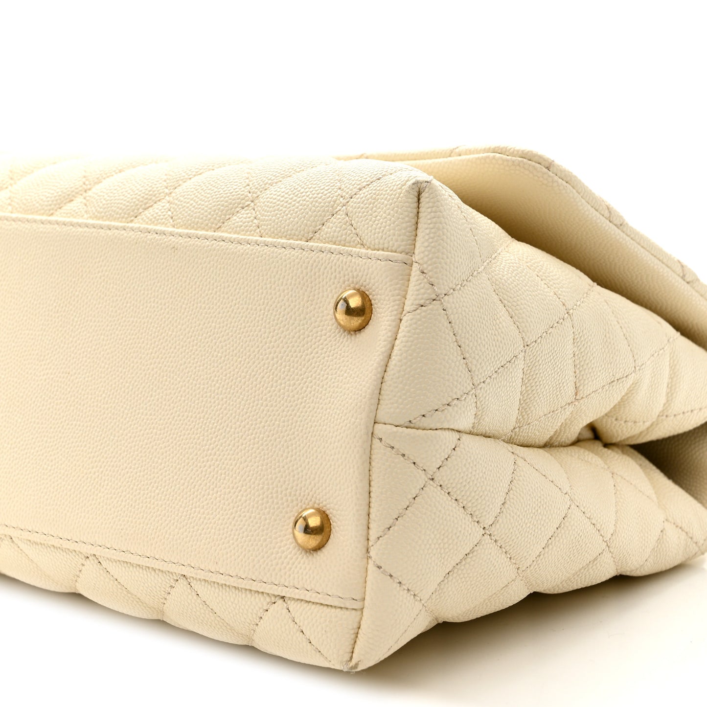 Caviar Quilted Small Coco Handle Flap White