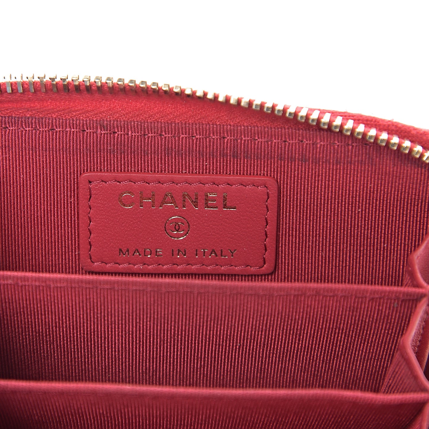 Lambskin Quilted Zip Around Coin Purse Wallet Dark Pink