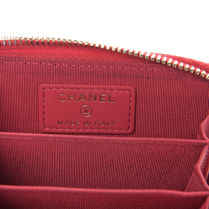 Chanel Lambskin Quilted Zip Around Coin Purse Wallet Dark Pink 5 of 6