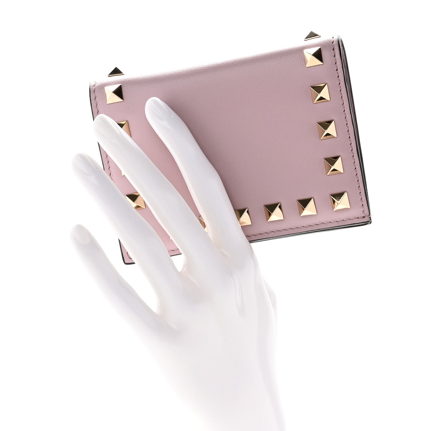 Valentino Garavani Calfskin Rockstud French Flap Wallet Water lilies 2 of 7
