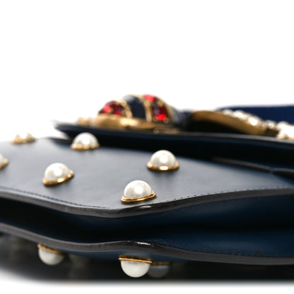 Gucci Nappa Pearl Studded Mini Queen Margaret Broadway Shoulder Bag Blue Agata 10 of 10