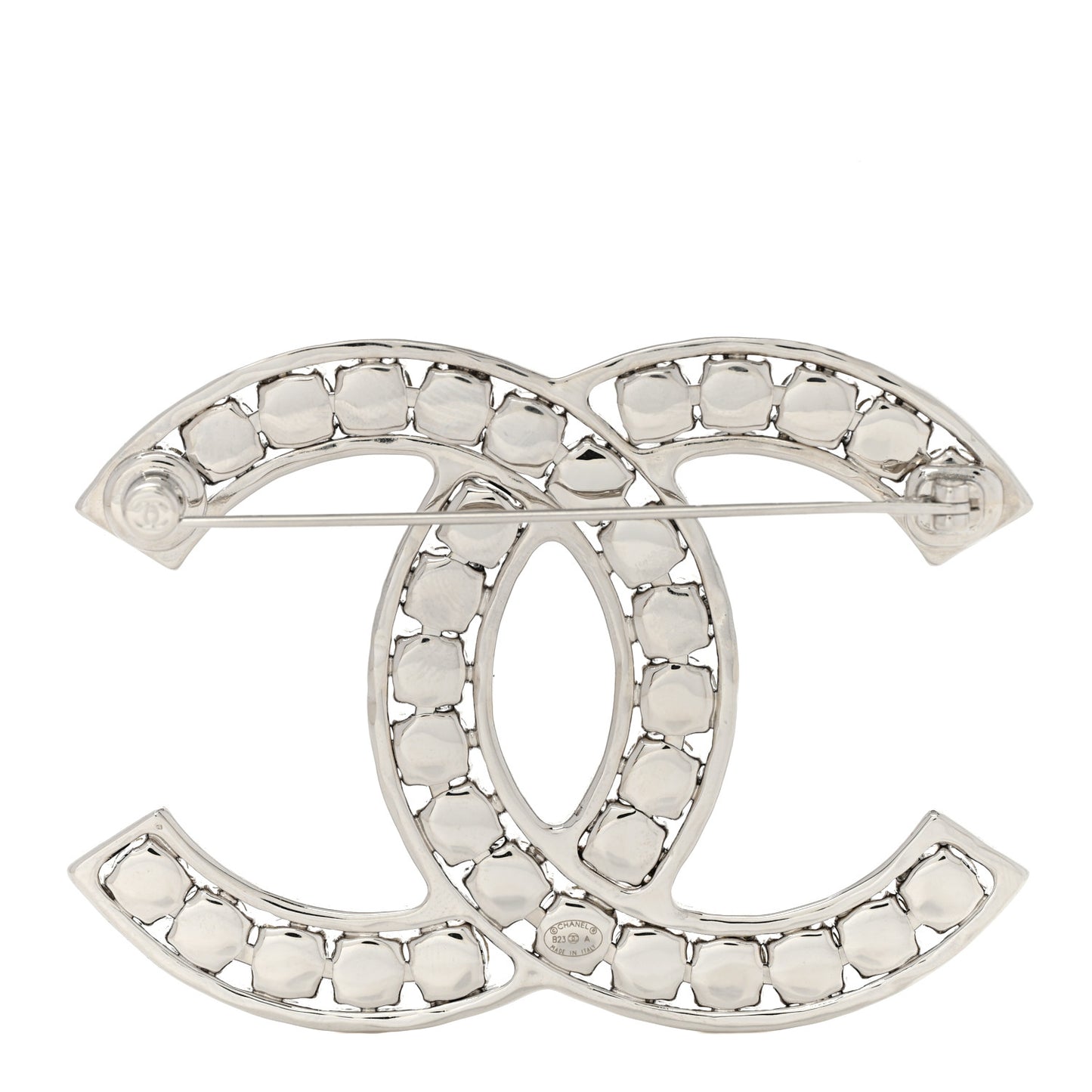 Crystal Large CC Brooch Silver