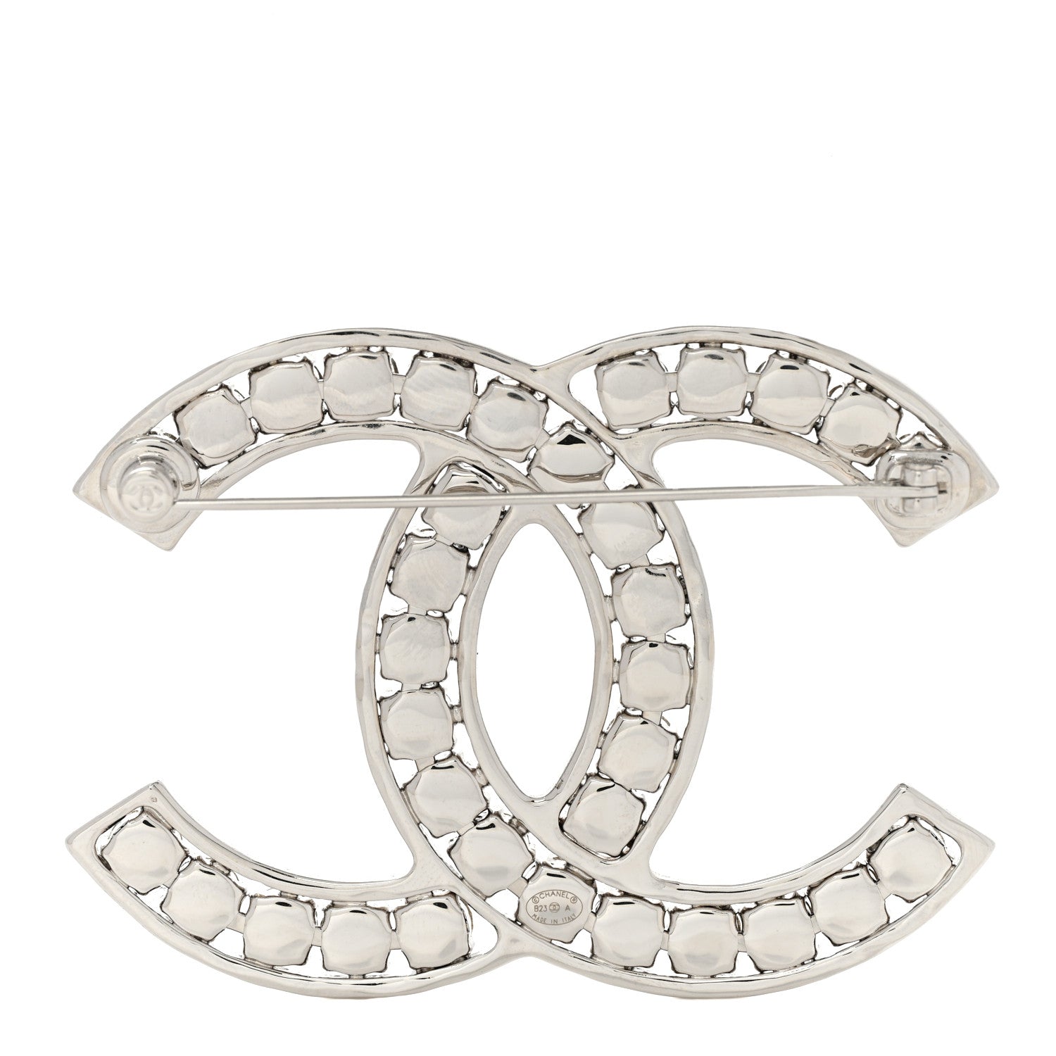 Chanel Crystal Large CC Brooch Silver 3 of 4