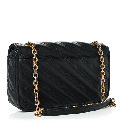 Balenciaga Calfskin Logo Embroidered Shoulder Bag Black 3 of 9