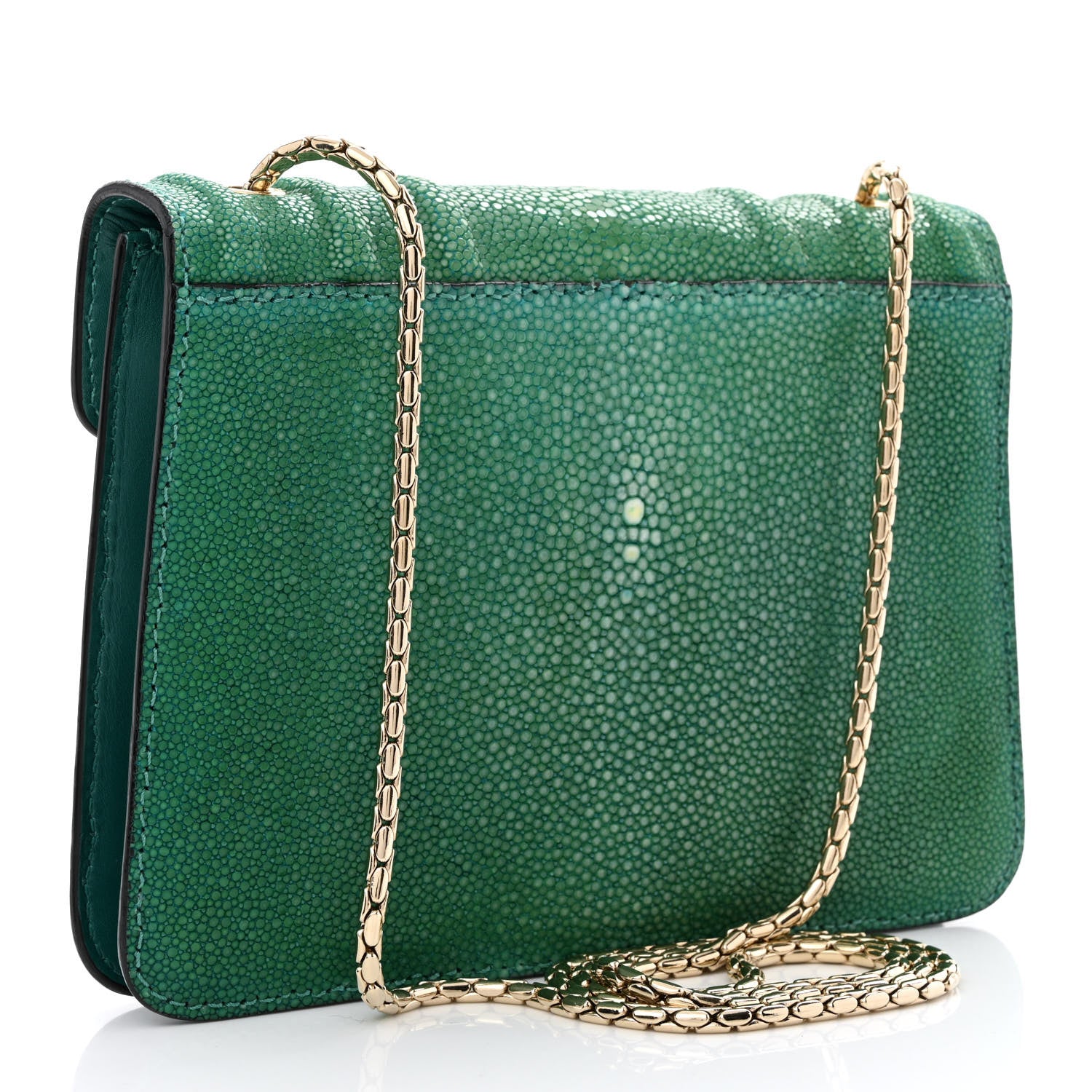 Bulgari Galuchat Calfskin Serpenti Forever Crossbody Bag Green 4 of 13