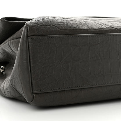 Saint Laurent Calfskin Crocodile Embossed Medium West Hollywood Monogram Fold-Over Earth 9 of 10