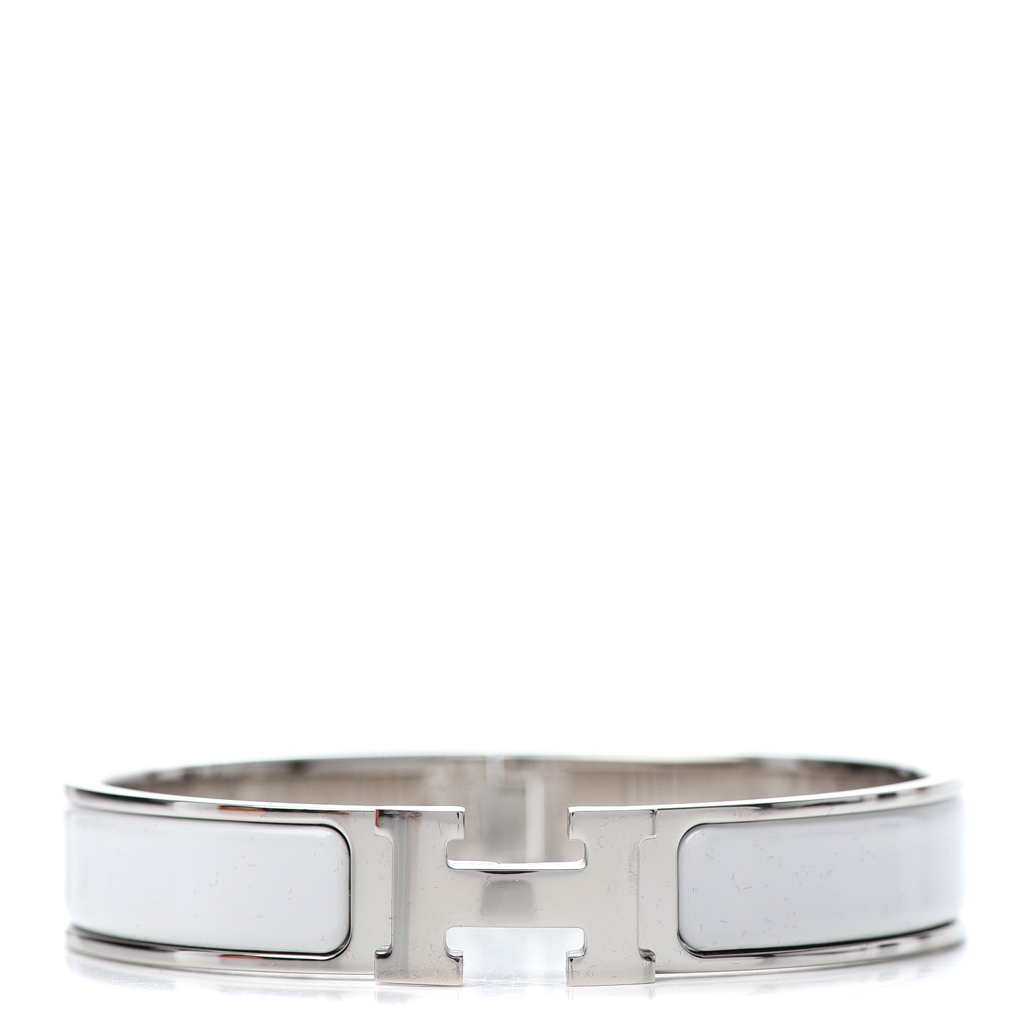 Hermes Enamel Narrow Clic Clac H Bracelet GM White 1 of 5